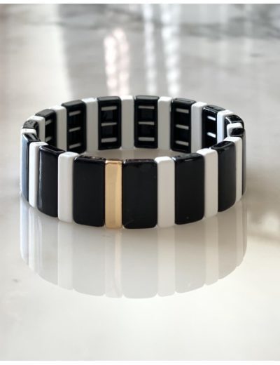 Bracelet large blanc noir
